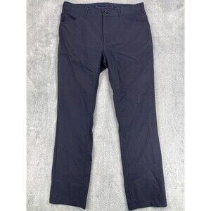 Beams Golf Pants Mens Large Navy Blue Spellout Performance Mid Rise Zip Fly